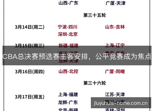 CBA总决赛预选赛主客安排，公平竞赛成为焦点